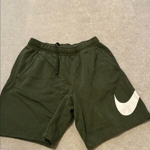 Nike Olive Shorts with White Swoosh